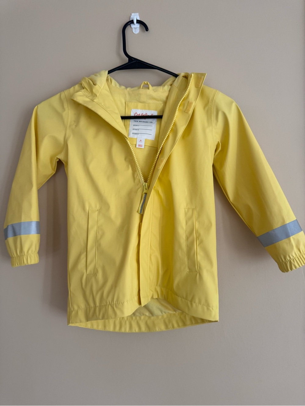 Cat & Jack Yellow Kids' Raincoat with Reflective Cuffs 5T